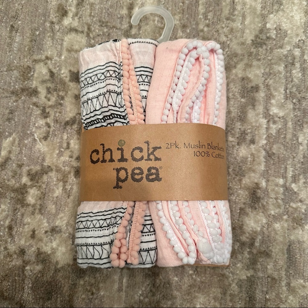 NWT Chick Pea Muslin Blankets - 2 pack